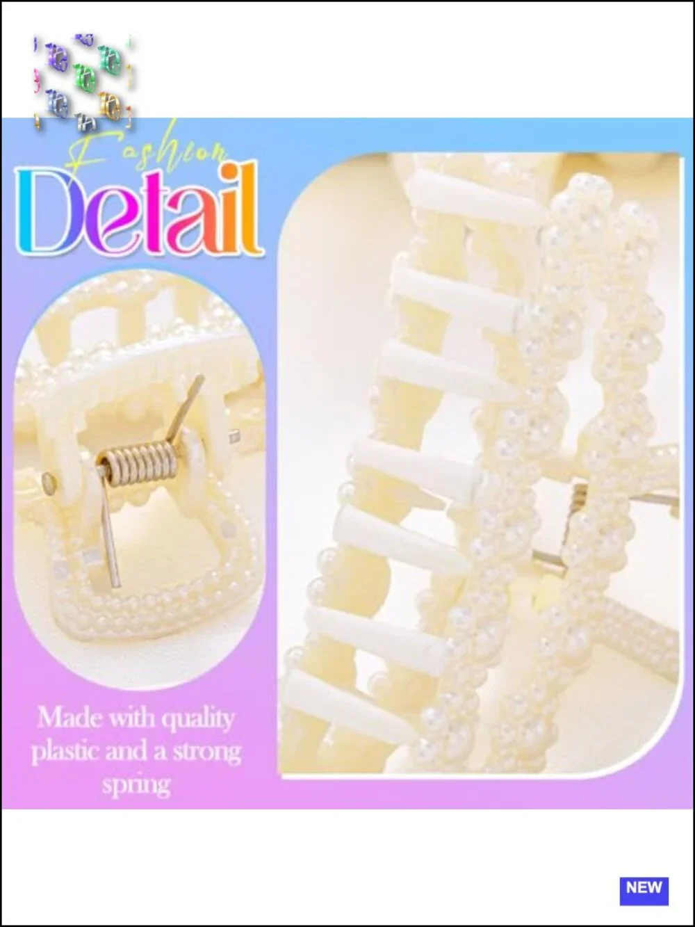 Pearl Claw Hair Clips for Women - Medium Non Slip Hair Accessories (Pack of 2)